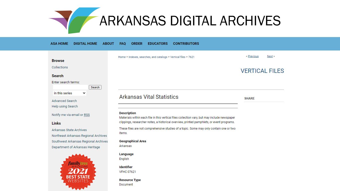 "Arkansas Vital Statistics"